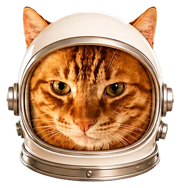 Astronaut cat crew member 1 floating in space