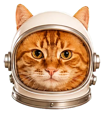 Astronaut cat crew member 3 floating in space
