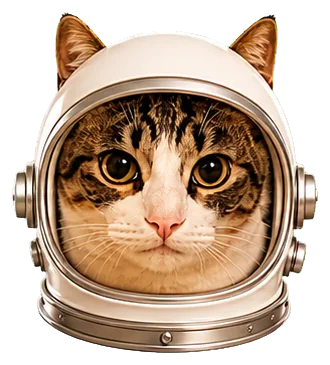 Astronaut cat crew member 5 floating in space
