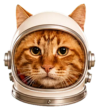 Astronaut cat crew member 6 floating in space
