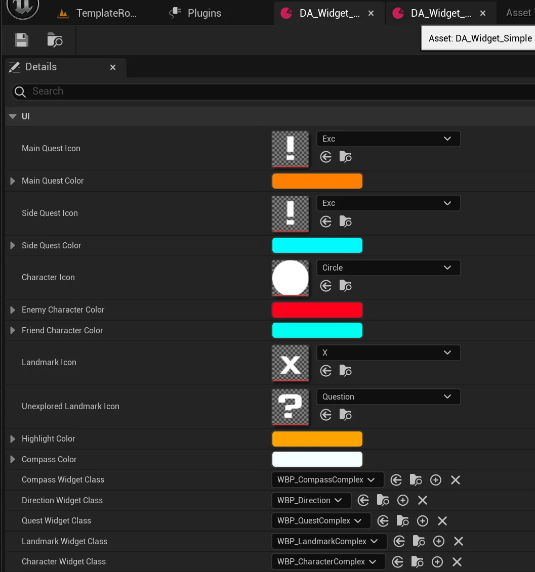 Simple widget data asset