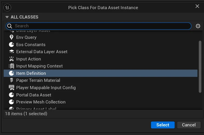 Item definition parent