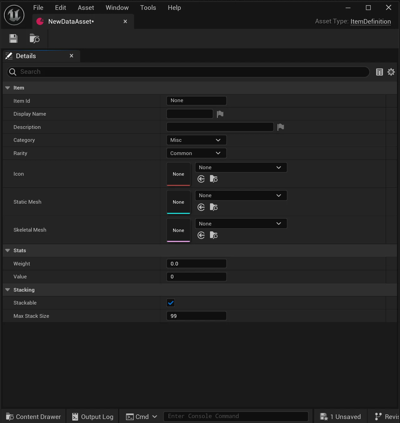 Item data sections