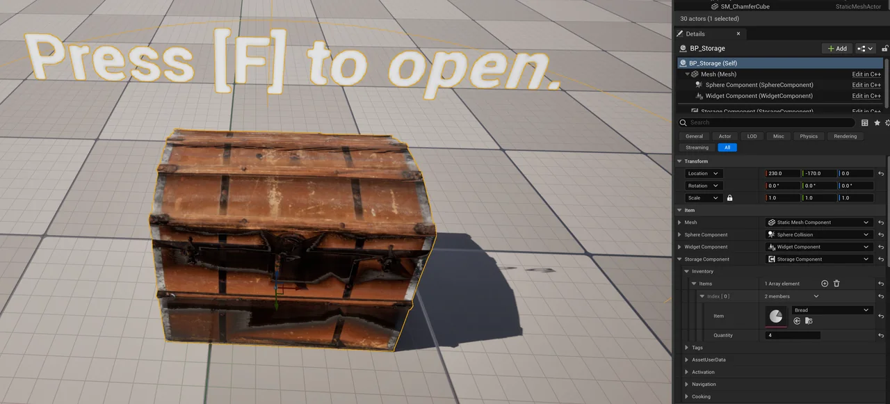 Inventory chest setup