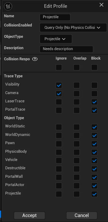 Portal collision preset